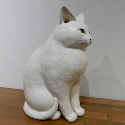 灰釉手あぶり猫 1817